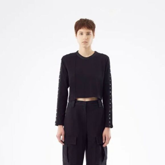3•1 Phillip Lim Cropped Long Sleeve T-Shirt Sz M - Picture 5 of 8